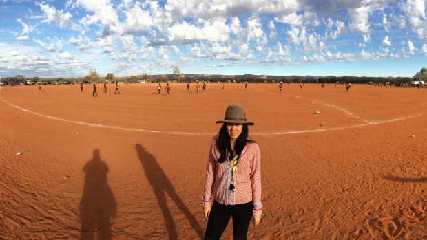 No grass on the footy field in the tiny remote community of Mount Leibig, NT.