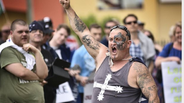 This photo of Nathan Paterson at the Reclaim Australia rally was shared widely at the weekend.