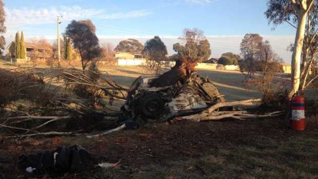 The car crashed into a tree and caught fire, killing the driver.