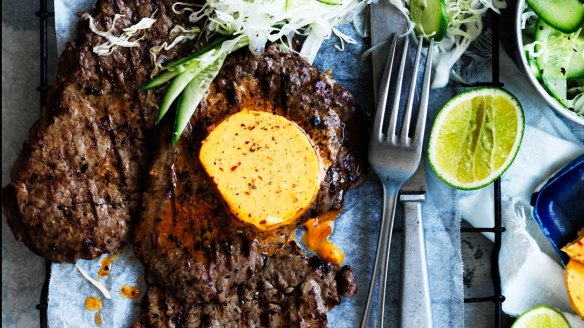 Neil Perry's minute steak with chipotle butter.