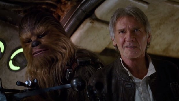 They're back: Harrison Ford returns as the fast-talking Han Solo with co-pilot and friend, wookie Chewbacca. 
