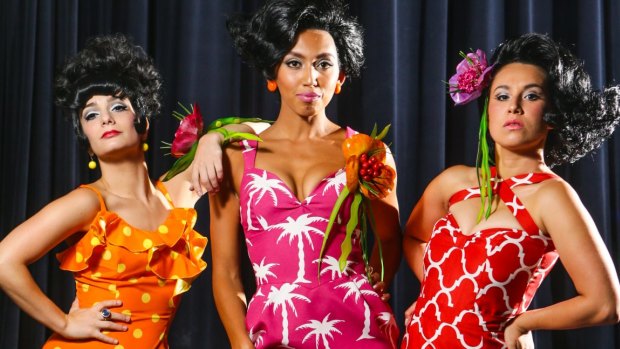 Chorus girls (from left) Angelique Cassimatis (Crystal), Chloe Zuel (Ronette) and Josie Lane (Chiffon) have more than the average bloom to talk about in <i>Little Shop of Horrors</i>.