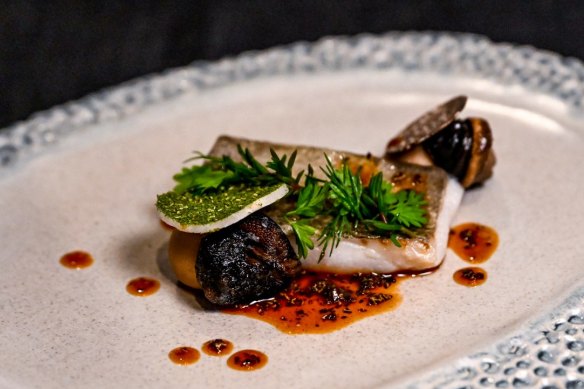 Go-to dish: John dory with "land mollusc", celeriac and truffle.