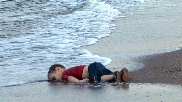 The body of 3-year-old Alan Kurdi (originally reported as Aylan Kurdi) washed onto the beach near the resort of Bodrum, Turkey, after the small boat carrying his family to the Greek island of Kos capsized.