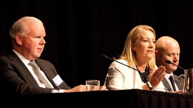 Fighting for diversity: ANZ CEO Mike Smith, Sex Discrimination Commissioner Elizabeth Broderick and  Commonwealth Bank CEO Ian Narev.