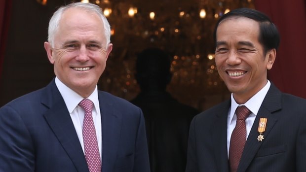 Prime Minister Malcolm Turnbull with Indonesian President Joko Widodo, who is driving a massive five-year infrastructure plan.