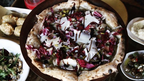 Vegan fig pizza with dairy-free blue cheese from Gigi's in Newtown.