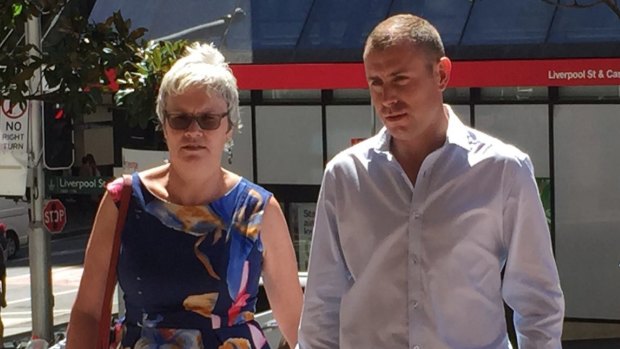 One-punch victim Jason Cierans walks into court with his mother Stephanie on Wednesday.