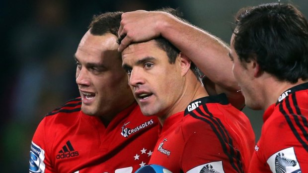 In doubt: No decision has been made on whether Crusaders stars Israel Dagg, left, and Dan Carter, centre, will return from injury for Saturday night's Super Rugby clash with the Chiefs.