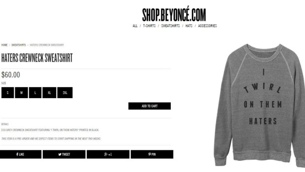 Lyrics from the song are already emblazoned on apparel in Beyonce's store.