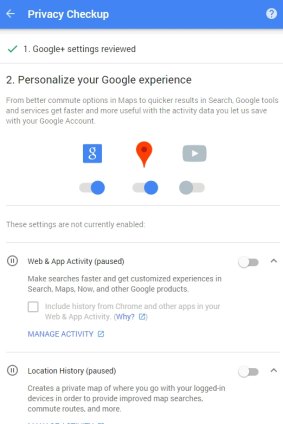 Part of Google's new privacy checkup.