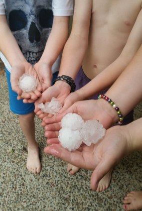 Large hail fell at Parkinson south of Brisbane on November 7, 2015.