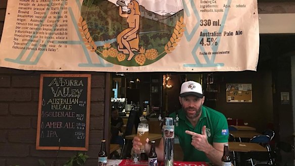 Nathan Rundle with his Aussie brew.