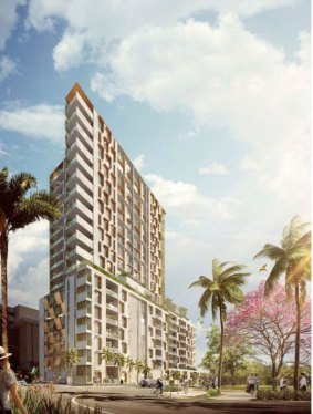 The original design images for Eureka Funds Management development at Indooroopilly where a 20-storey tower was proposed