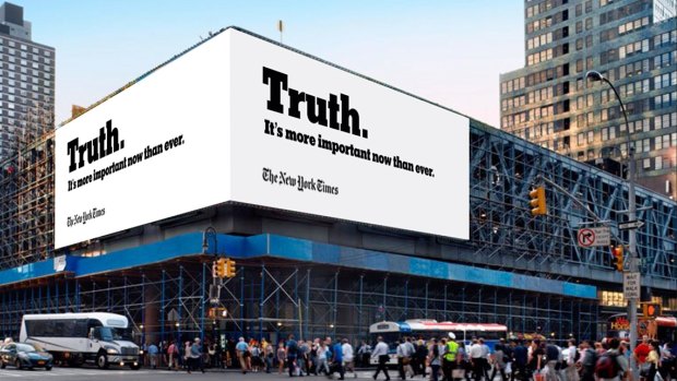 The New York Times advertising campaign in response to attacks by US President Donald Trump.