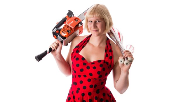 Acrobat and chainsaw juggler Elena Kirschbaum.