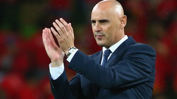 Master motivator: Melbourne Victory coach Kevin Muscat acknowledges the fans after the Victory defeated Shanghai SIPG recently.