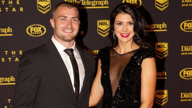 In happier times: Kieren Foran and Rebecca Pope at the Dally M Awards in 2013.