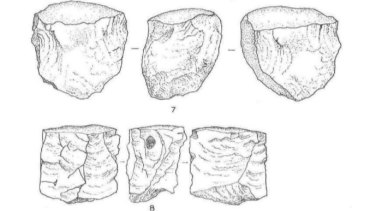 Sketches of the stone tools found inside the shelter.