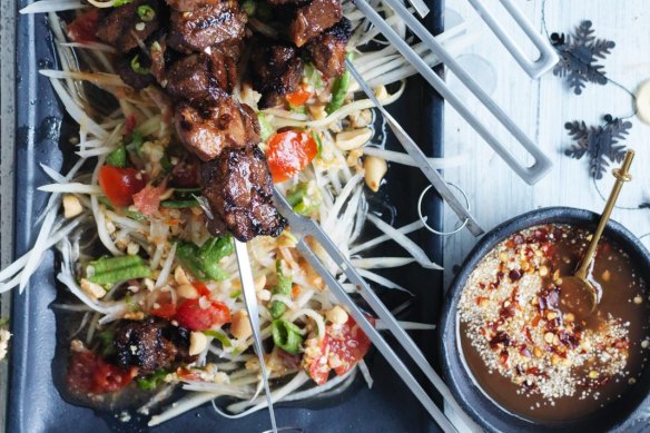 Neil Perry's grilled pork skewers.