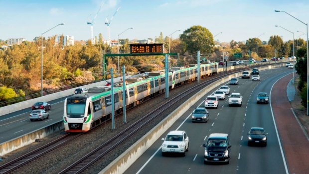 The signs depict how long it will take for commuters to get to major Perth roads. 