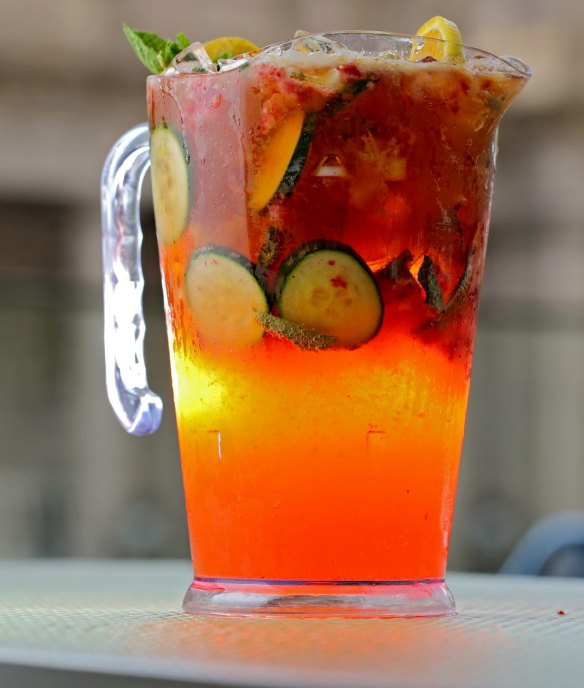 A jug of Pimms and lemonade served at  Imperial rooftop bar.