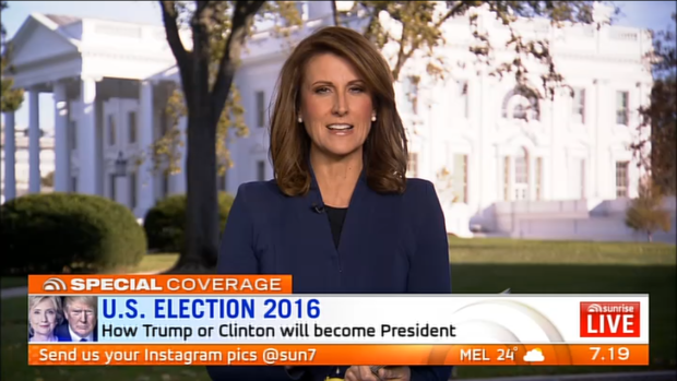 <i>Sunrise</i>'s Natalie Barr is reporting from the White House lawn.