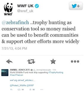 The tweet reply from WWF UK.