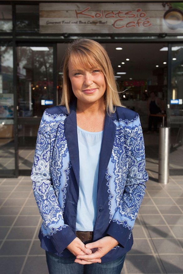 Cr Keane campaigning at Kings Langley on Saturday.