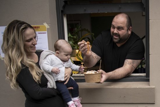 Pub Life Kitchen chef Jovan Curic with his wife Dee and Valentina 5 months, Nikola 1 and Isidora 4, .