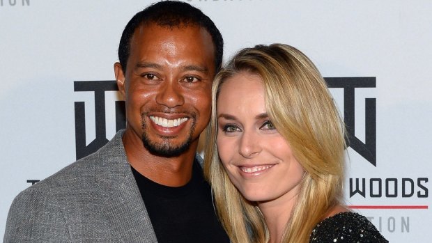 Too soon: Lindsey Vonn with Tiger Woods in 2014.