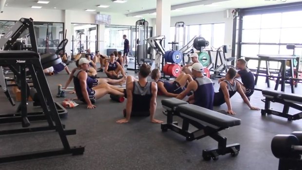 The new Fremantle Docker gym is four times bigger so the entire squad can train together.