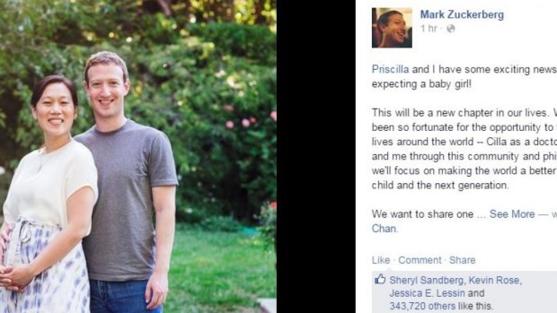 Mark Zuckerberg and Priscilla Chan announced the pregnancy on Facebook.
