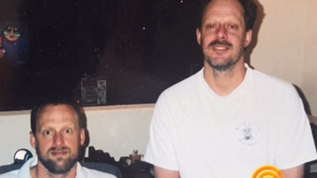 An undated photo of Las Vegas gunman Stephen Paddock, right, with his brother Eric, left. The photo was handed out to media by Eric Paddock from his home in Orlando, Florida.