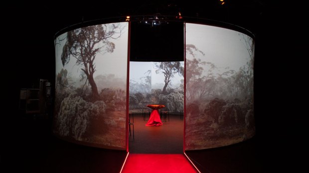 An immersive installation in the 10 Minutes to Midnight exhibition exploring Australia's atomic testing stories.