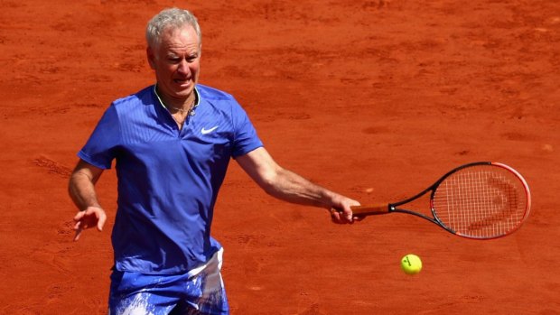 John McEnroe during a Men's Legends match at the French Open.