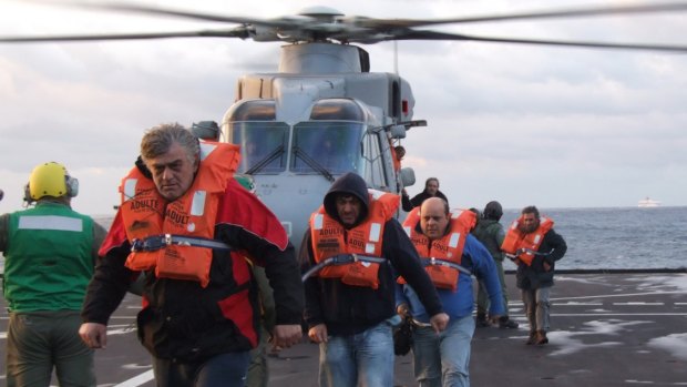 Greek rescue ships and helicopters plucked passengers off the stricken vessel and brought them to safety aboard the 10 or so mercantile ships nearby.