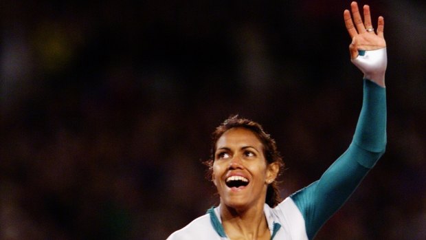 Cathy Freeman after winning the 400 metres at the 2000 Olympics.