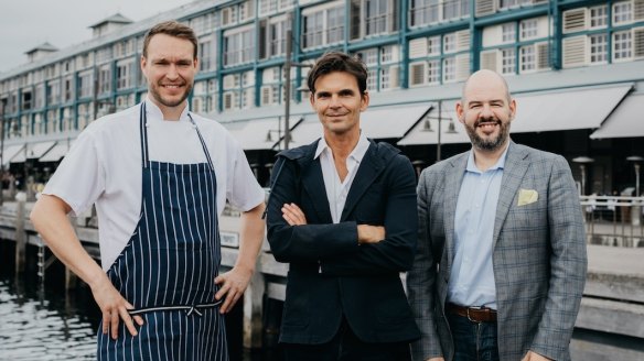 From left: Group executive chef Kasper Christensen with Matthew Kenney and Ovolo Woolloomooloo general manager David Sude.