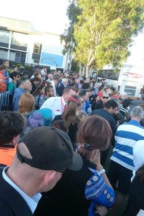 A queue for buses at Northgate station on the Caboolture line north of Brisbane after a police incident at Virginia.