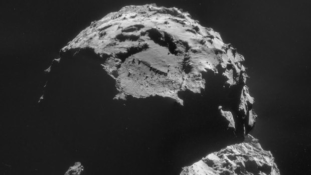 Rosetta's camera takes an image of the site where its lander, Philae, will attempt to touchdown.