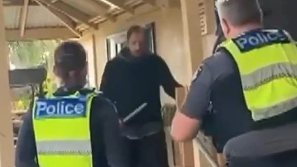 Brendan Nugent in a stand-off with police in 2022.