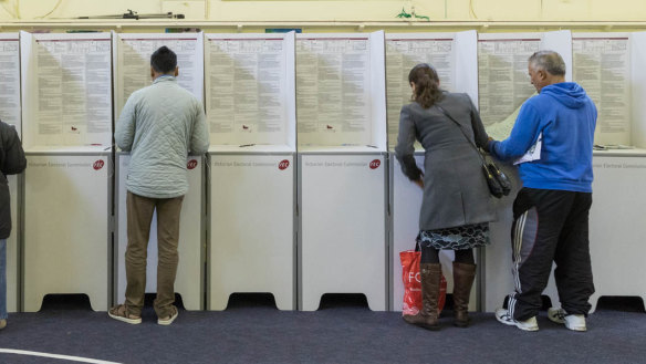 Voters cast their ballots at the election.