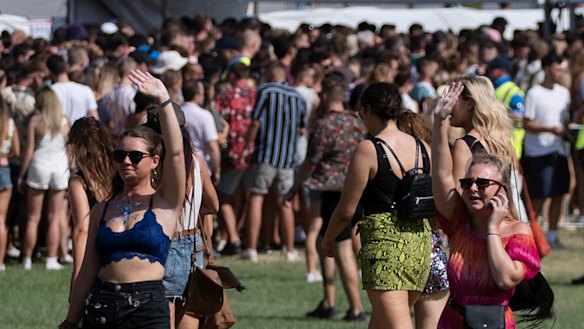 Arrivals at the Electric Gardens dance music festival at Centennial Parklands.