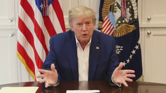 US President Donald Trump speaks from Walter Reed Medical Centre after contracting COVID-19.