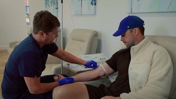 James Magnussen is injected with a performance-enhancing substance.