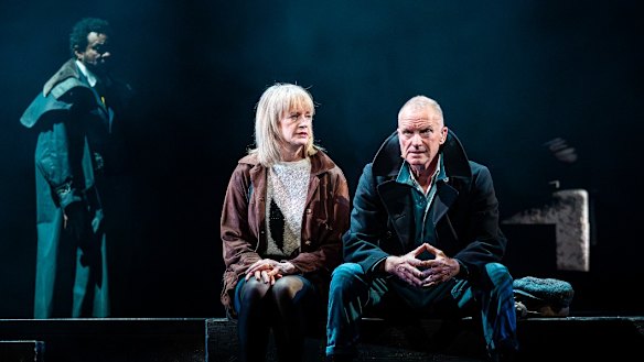 Shaggy (The Wallsend Ferryman), Annette McLaughlin (Peggy White) and Sting (Jackie White) in The Last Ship.