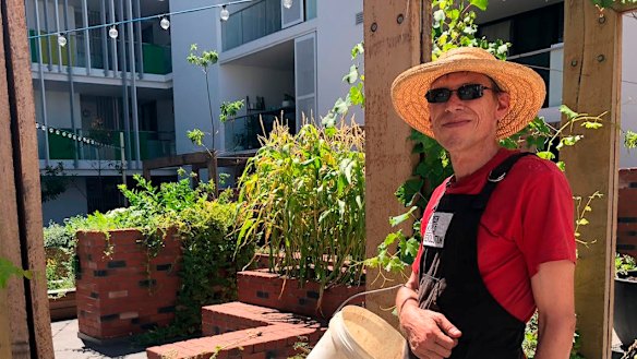 Edward Collins, pictured at Bottleyard Apartments in Northbridge where he manages the private gardens, has been a GWR employee since he participated in Work For The Dole in 2015. He was previously long-term unemployed. 
