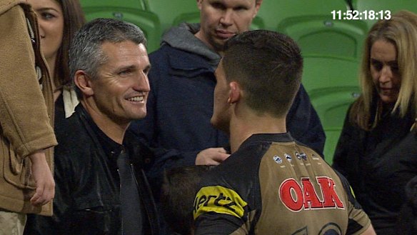 Father and son after his debut at AAMI Park.