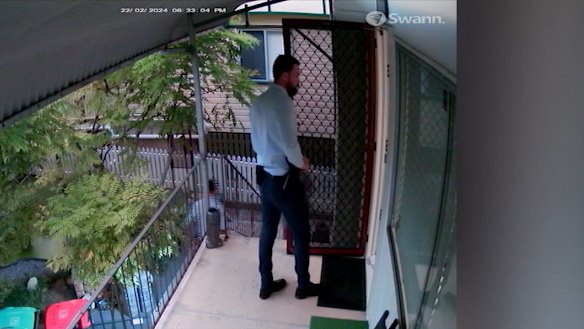 Alexander wasn’t at home when police came knocking, but shared these CCTV images of their visit.